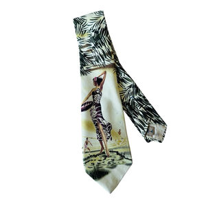 Tommy Bahama Silk Tie Waikiki Wahine Hawaiian Beach USA
